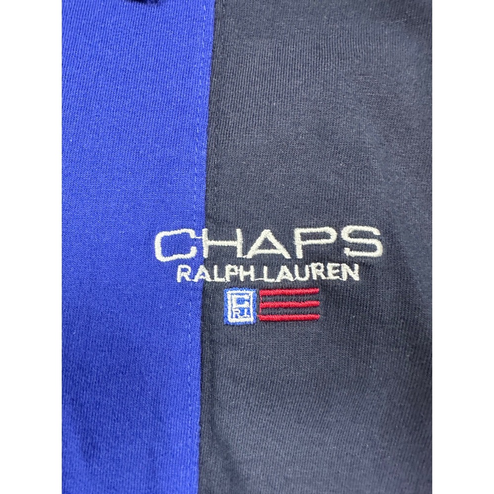 Vintage Chaps Ralph Lauren Color Block Polo Shirt Mens XL Blue Yellow Flag Logo - Picture 3 of 8